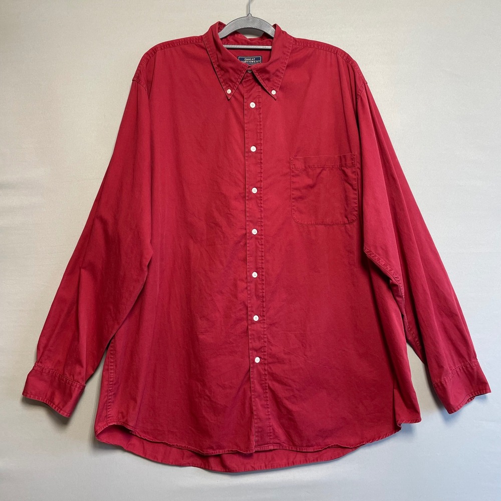 Great Northwest Clothing Co Mens 2XLT Red Button Down‎ Long Sleeve Cotton Shirt